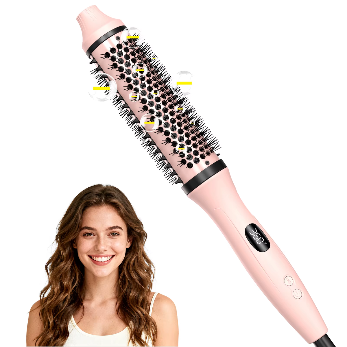 Thermal Brush Blowout Boost 1.5 Inch Heated round Brush for Blowout Look Dual Voltage Negative Ion Technology 6 Temperature Mode